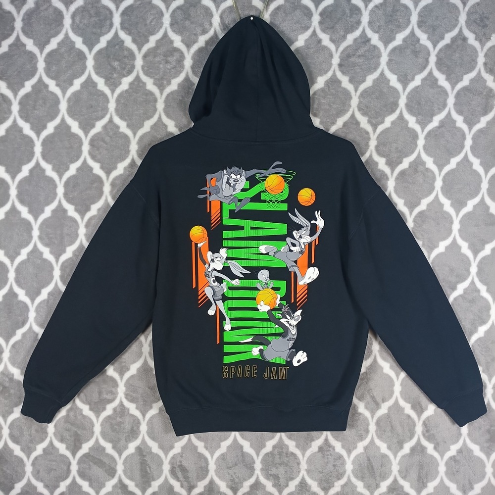 Space Jam Hoodie Men S Black Slam Dunk Tune Squad Bugs Bunny Graphic Pullover